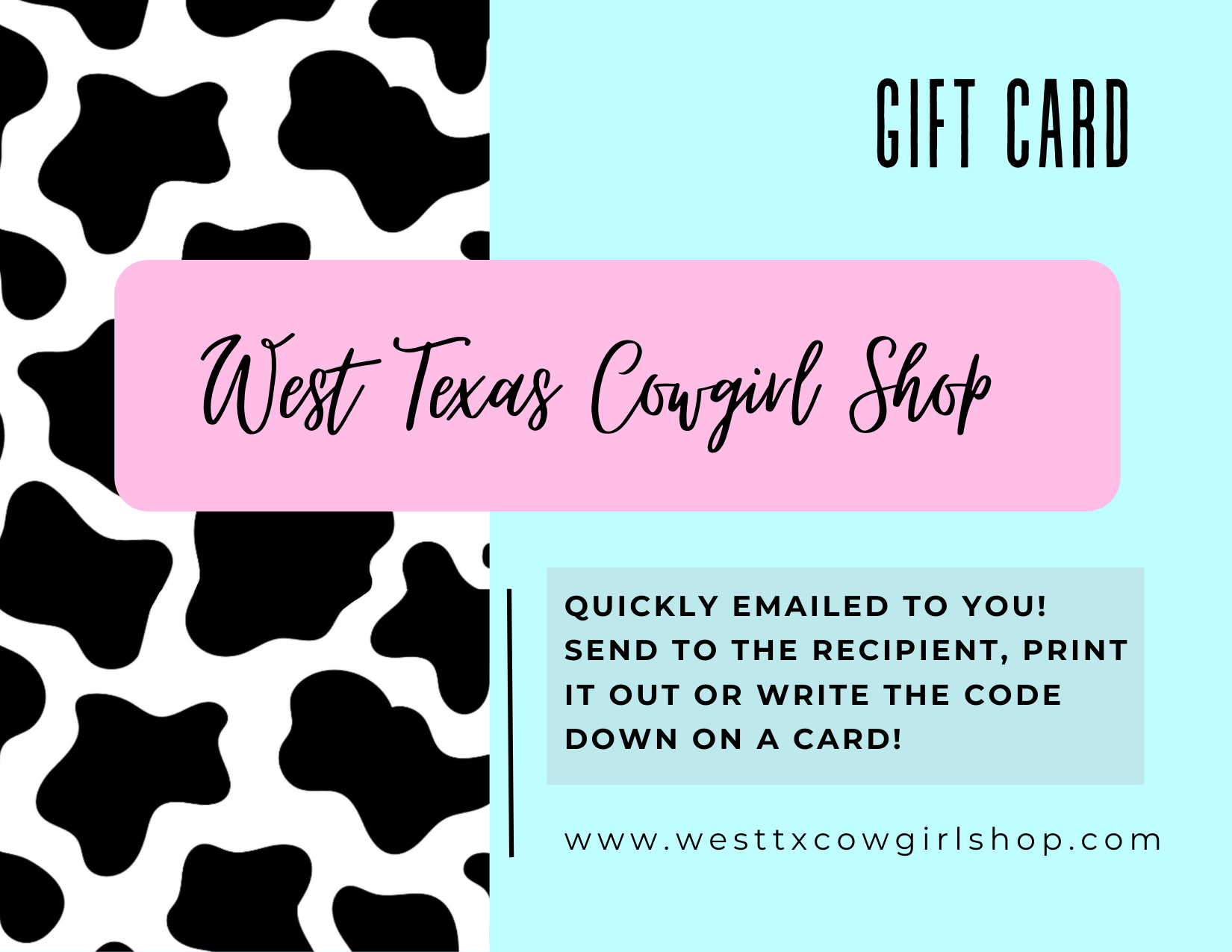 West Tx Cowgirl Shop Gift Card