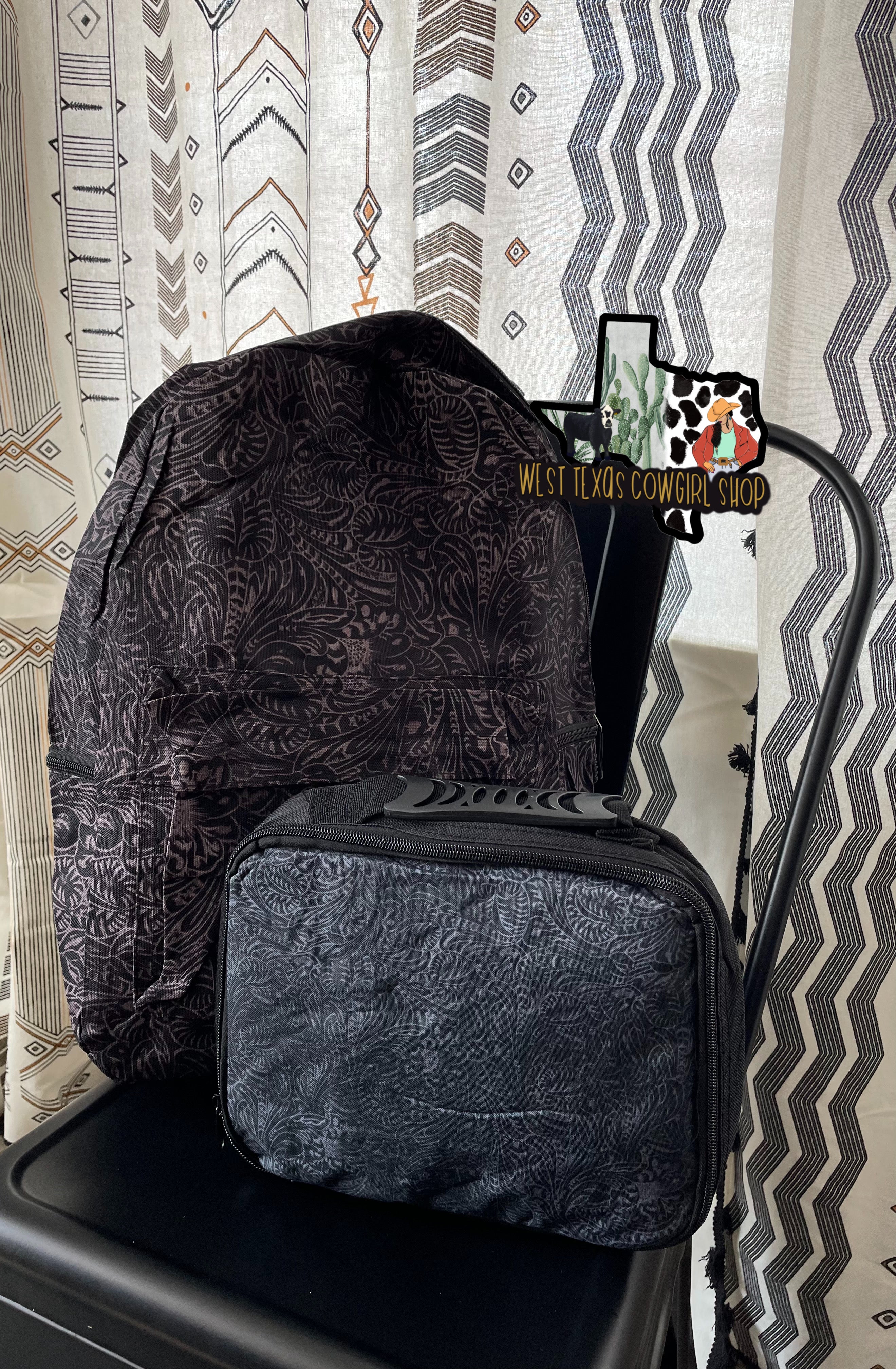 Black Tooled Leather Backpack