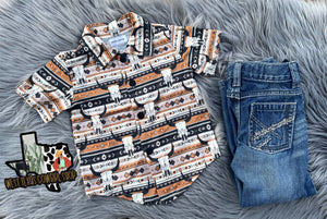 Southwestern Steer Skull Button Up