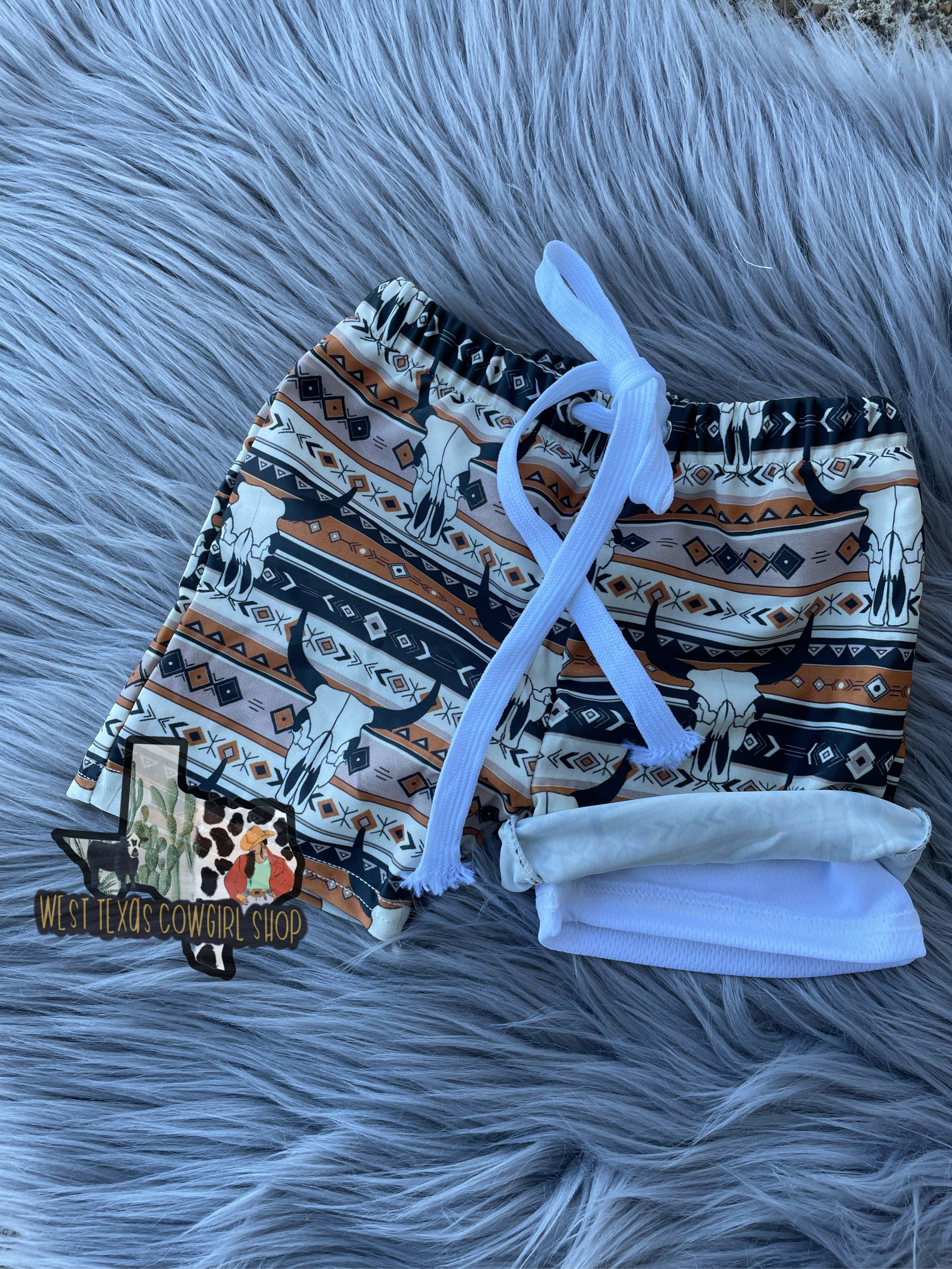 Southwestern Steer Skull Boys Swimming Trunks