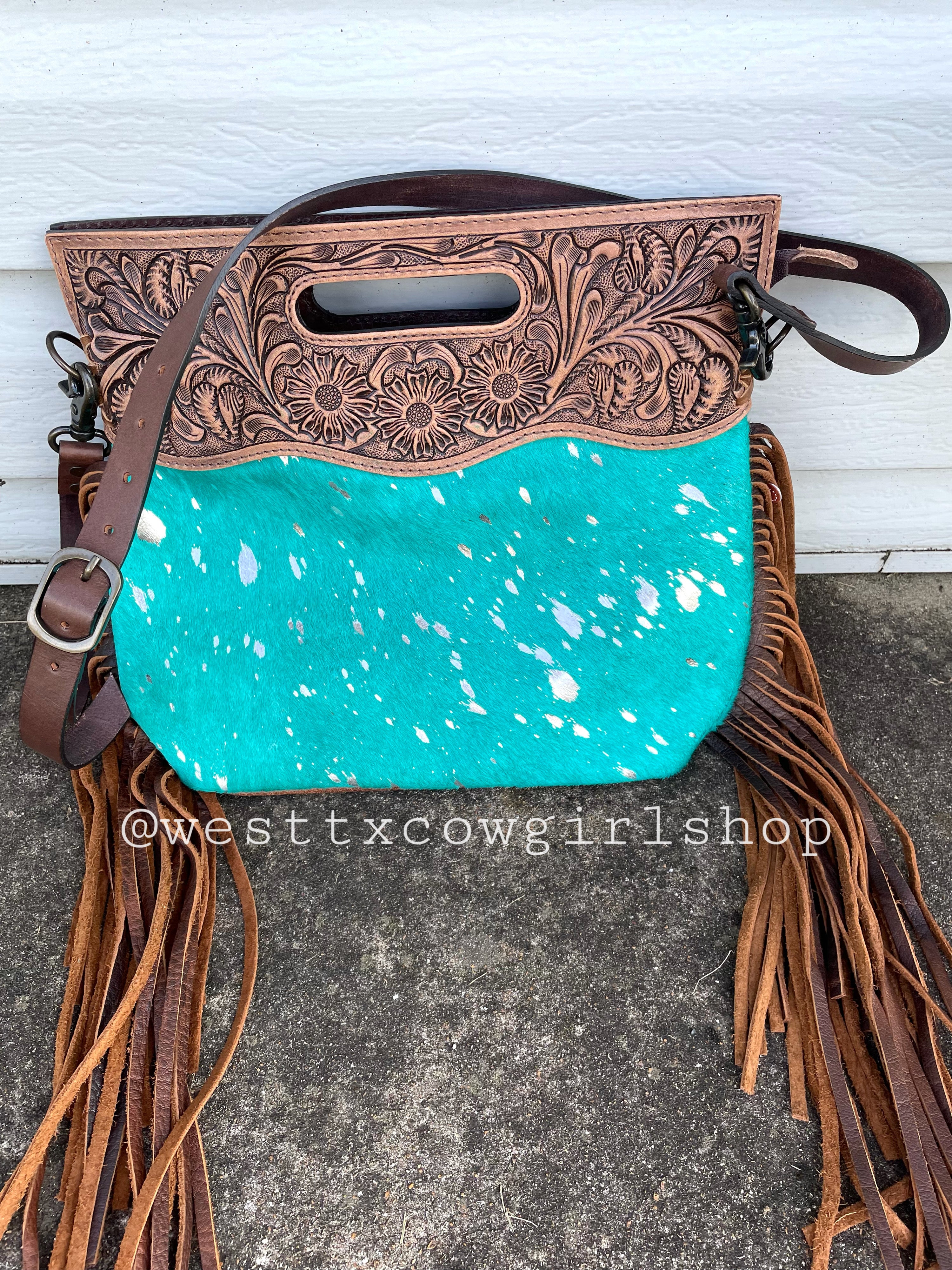 Handmade Purse & Handbags Straps Exotic Cowhides (48” Length x 1.5” Wide) Turquoise
