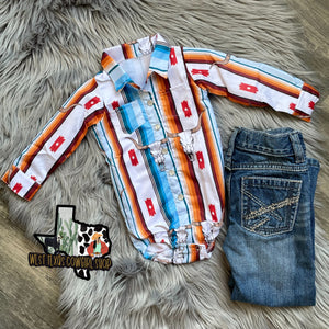 Steer Serape Stripes Button Up Bodysuit