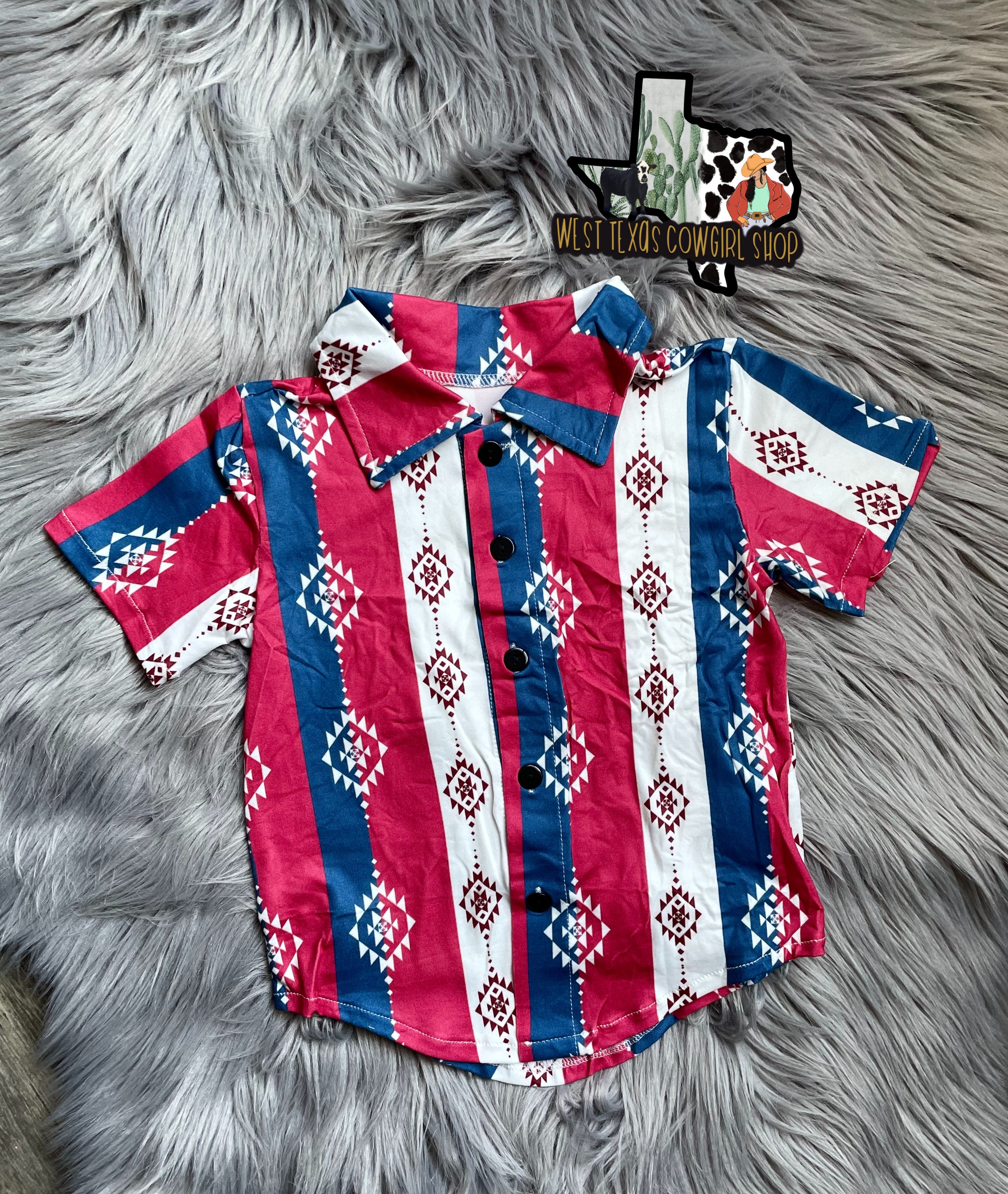 Red, White & Blue Patriotic Button Up