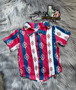 Red, White & Blue Patriotic Button Up