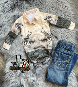 Cream Rodeo Cowboy Button Up Bodysuit