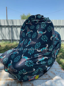 Turquoise Steer Multi-Use Carseat Canopy Cover