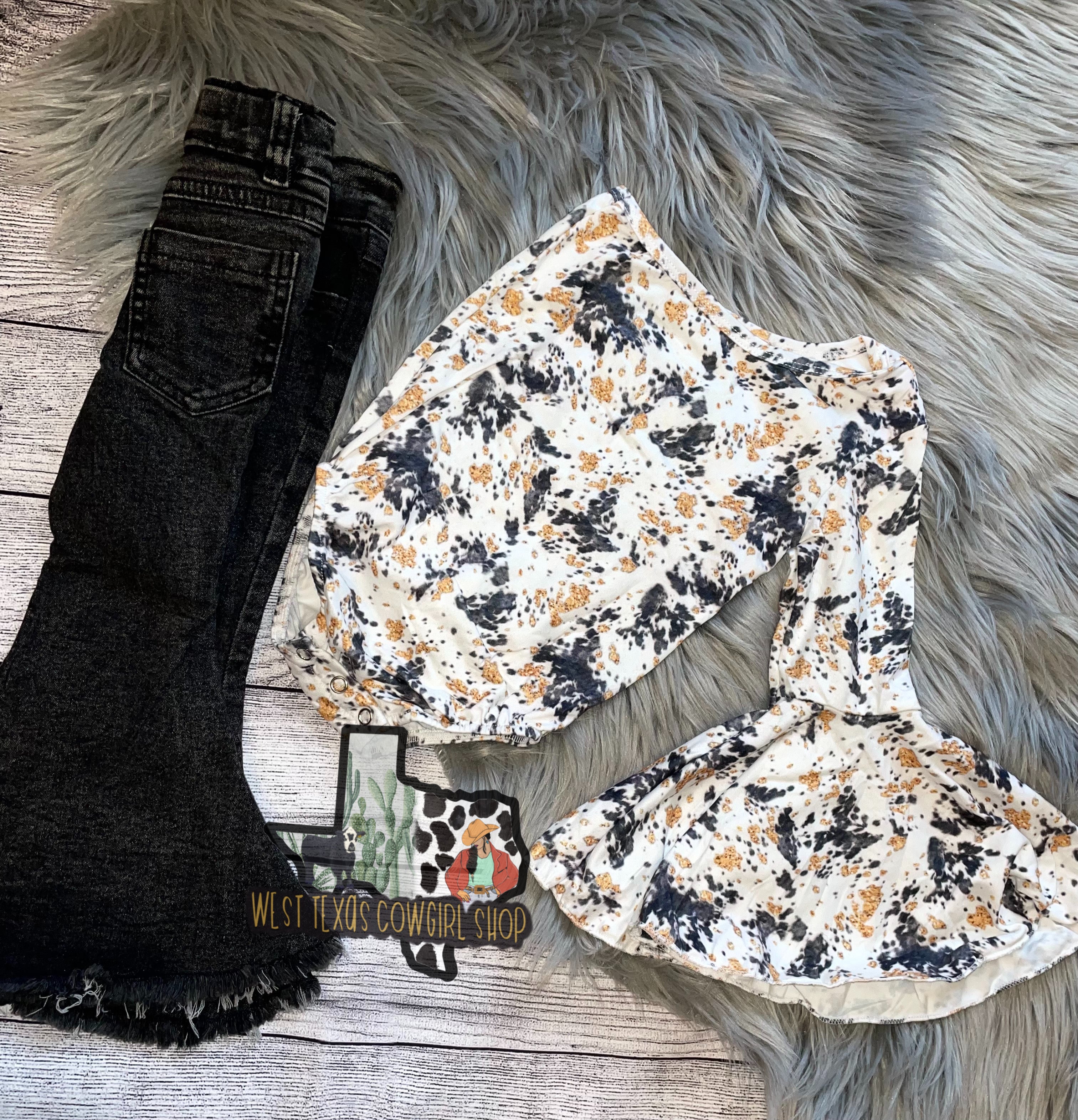 Cow Glitter One Sleeve Leotard