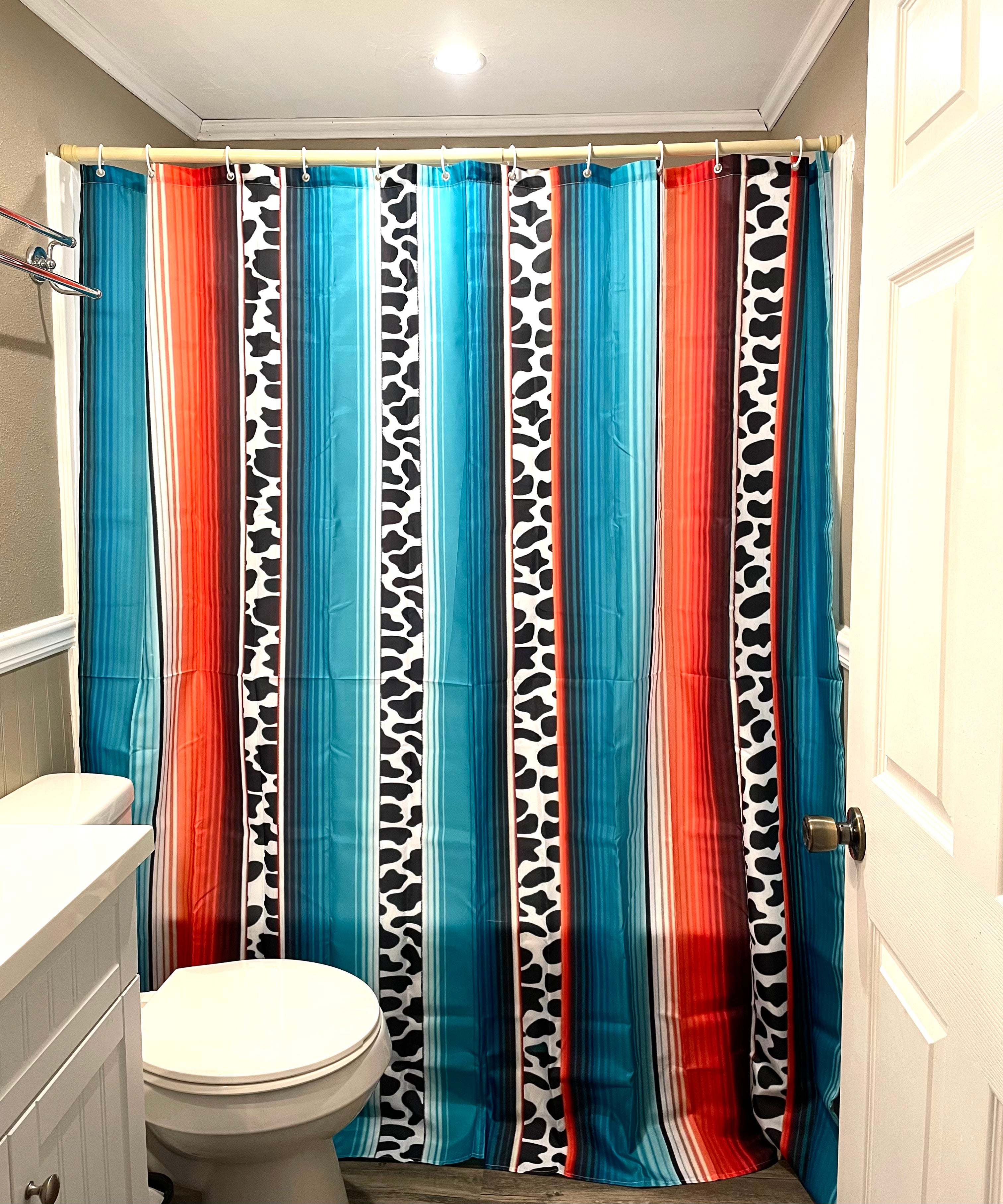 Black Cow Serape Print Shower Curtain