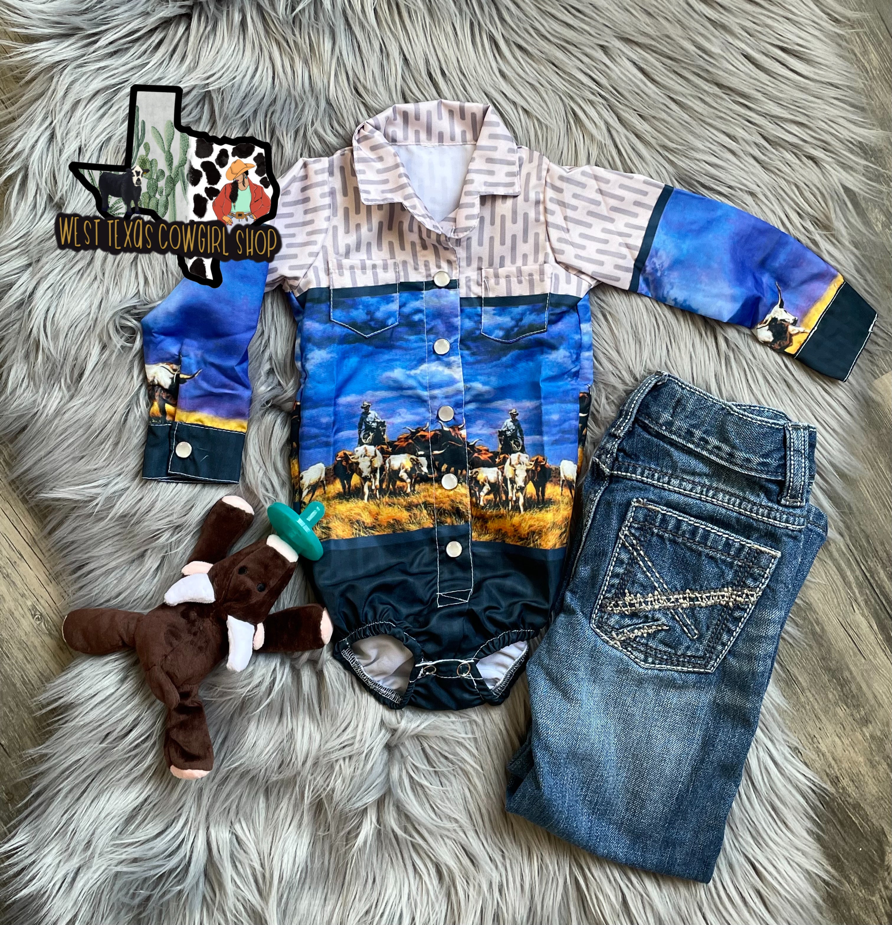 Cattle Drive Button Up Bodysuit